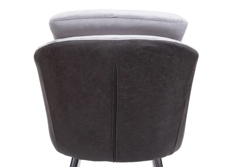 Chaise de salle à manger rembourrée en velours et PVC gris avec accoudoirs 04_0002243