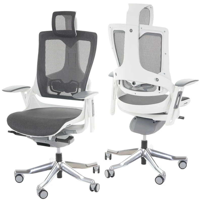Fauteuil de bureau ergonomique pivotante avec accoudoirs et dossier rembourrage/maille noir-gris 04_0001894