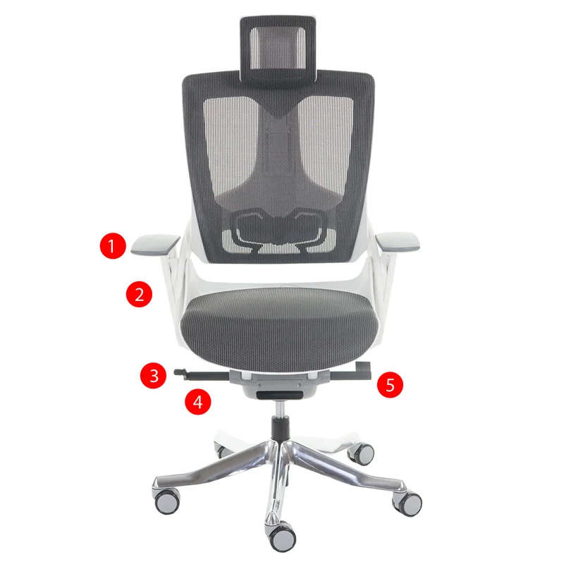 Fauteuil de bureau ergonomique pivotante avec accoudoirs et dossier rembourrage/maille noir-gris 04_0001894