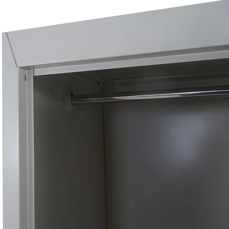 Casier armoire de rangement vestiaire 2 compartiments verrouillables en métal gris 185x38x45cm 04_0001661