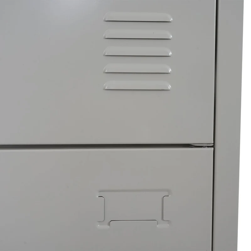 Casier armoire de rangement vestiaire 2 compartiments verrouillables en métal gris 185x38x45cm 04_0001661
