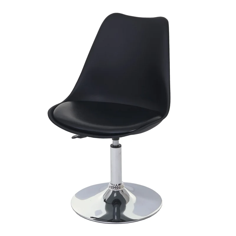 Lot de 2 chaises pivotantes chaise de cuisine réglable en hauteur en PVC noir piètement chromé 04_0000271