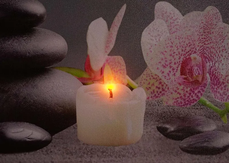Lot de 2 tableaux LED lumineux tableau mural 40x60 cm minuterie Bouddha + bougies 04_0000452