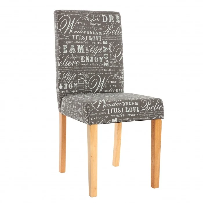 Lot de 6 chaises de salle à manger en tissu imprimé gris pieds clairs CDS04219