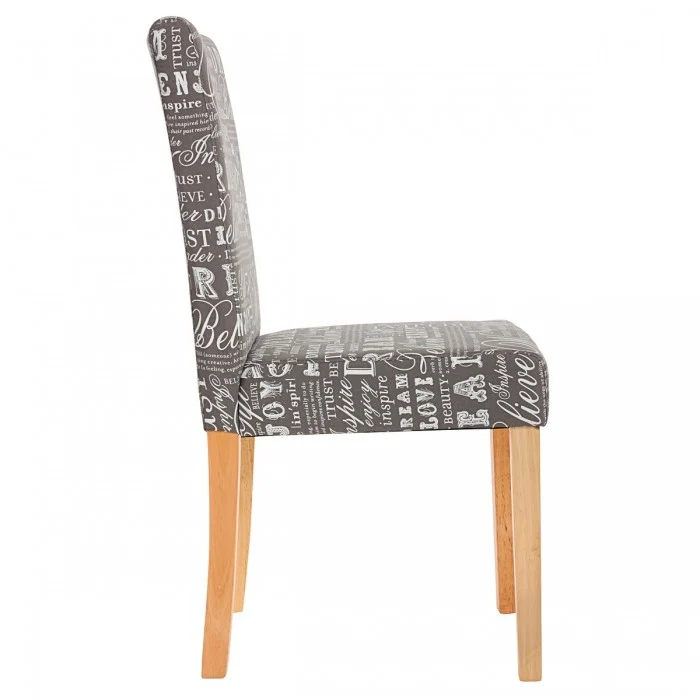 Lot de 6 chaises de salle à manger en tissu imprimé gris pieds clairs CDS04219