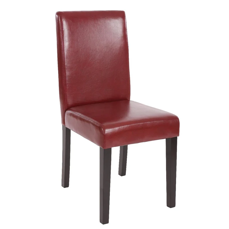 Lot de 2 chaises de salle à manger synthétique rouge/brun pieds foncés CDS04033