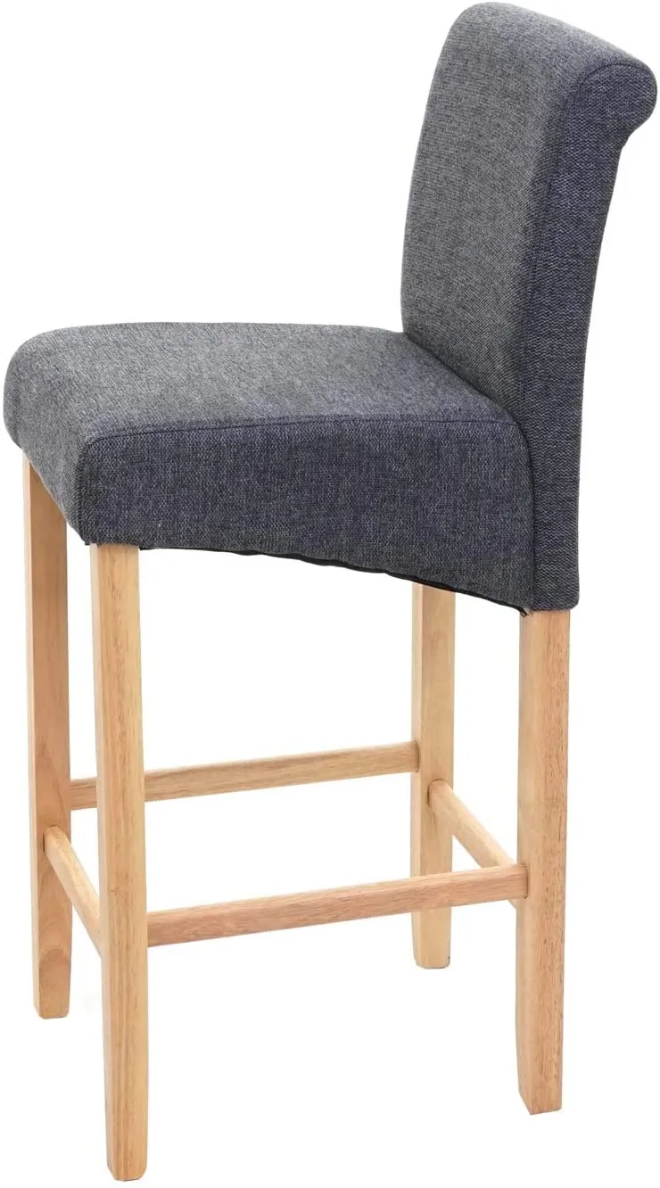 Lot de 2 tabourets de bar en tissu gris foncé pieds clairs avec repose pieds TDB04072