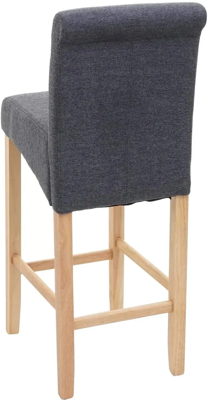 Lot de 2 tabourets de bar en tissu gris foncé pieds clairs avec repose pieds TDB04072