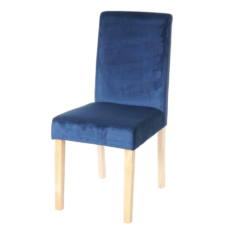 Lot de 4 chaises de salle à manger / cuisine en tissu velours bleu pétrole CDS04511