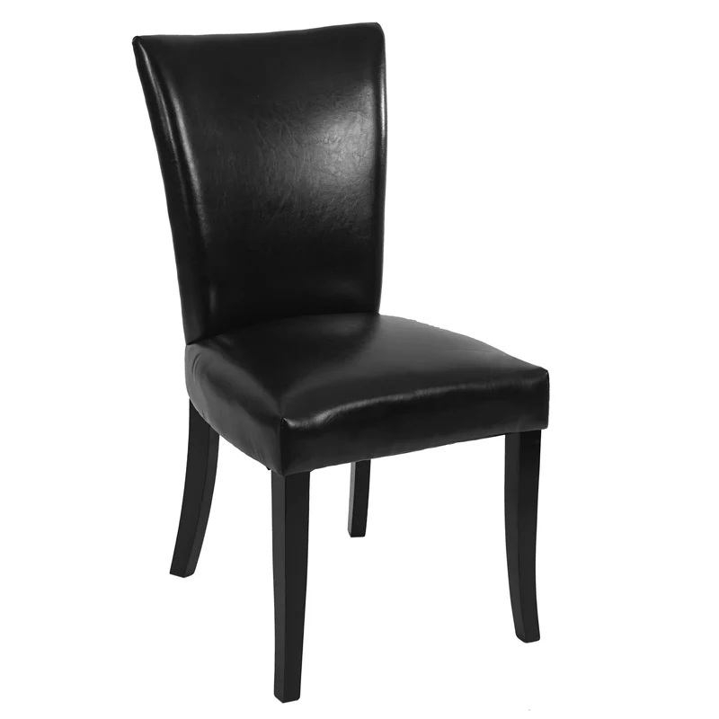 2x chaises à manger Chesterfield synthétique noir pieds foncés bouton sur dossier 04_0000325