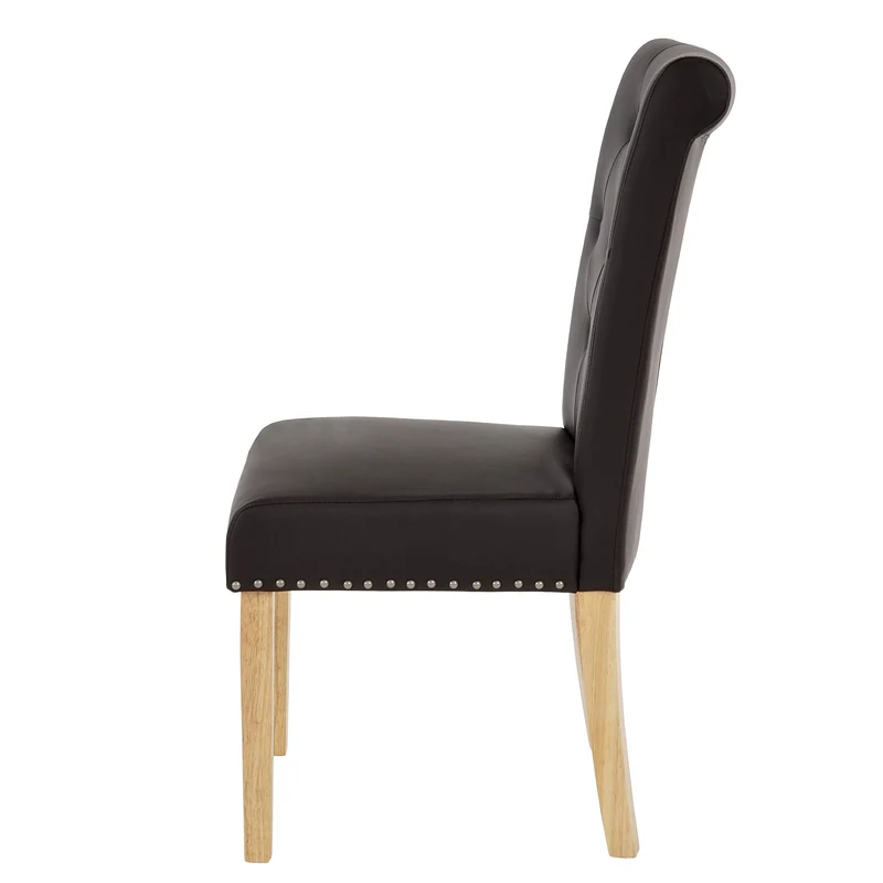 2x chaises de salle à manger chesterfield synthétique marron foncé pieds foncés design moderne et chic 04_0000321