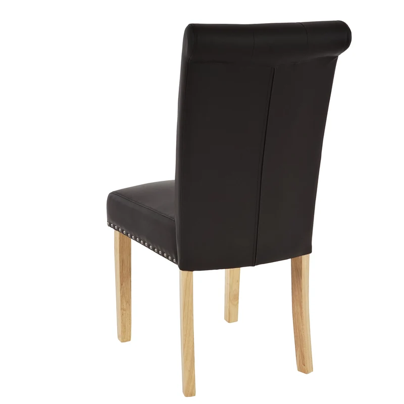 2x chaises de salle à manger chesterfield synthétique marron foncé pieds foncés design moderne et chic 04_0000321
