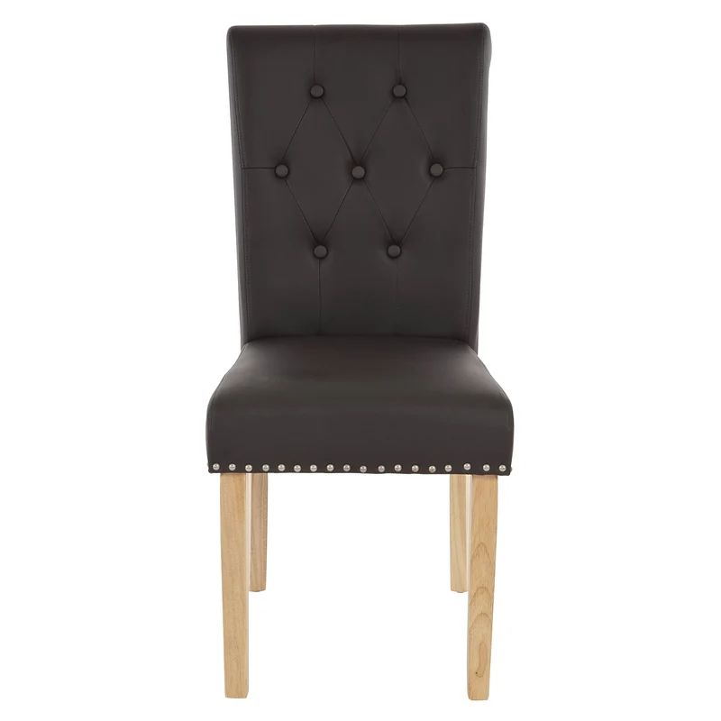 2x chaises de salle à manger chesterfield synthétique marron foncé pieds foncés design moderne et chic 04_0000321