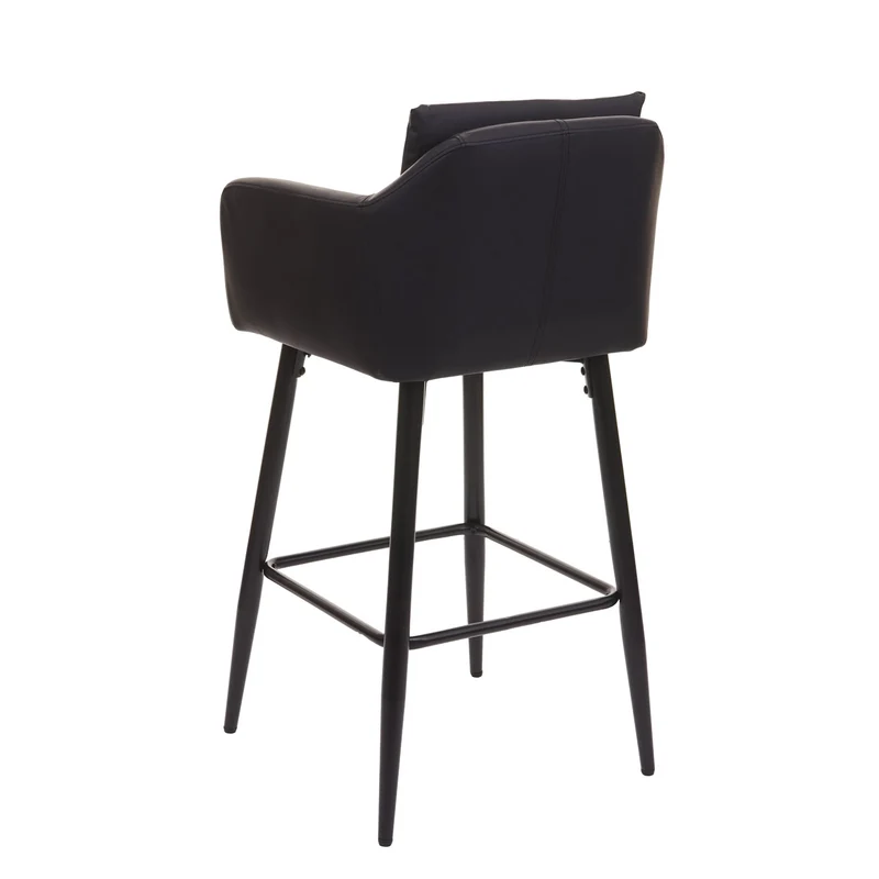 Tabouret de bar chaise haute comptoir avec repose-pieds en métal assise en synthétique noir design moderne 04_0001206