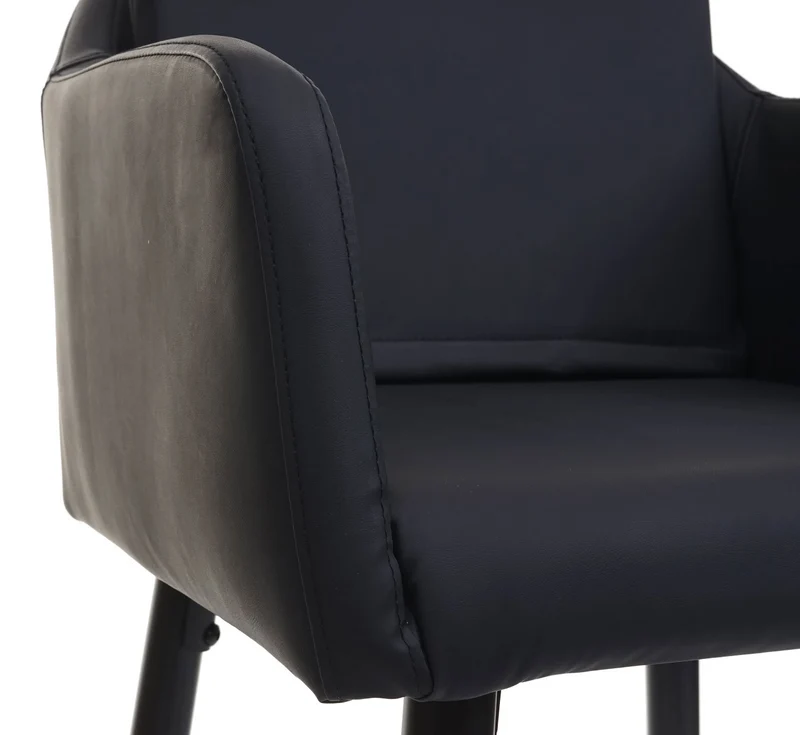 Tabouret de bar chaise haute comptoir avec repose-pieds en métal assise en synthétique noir design moderne 04_0001206