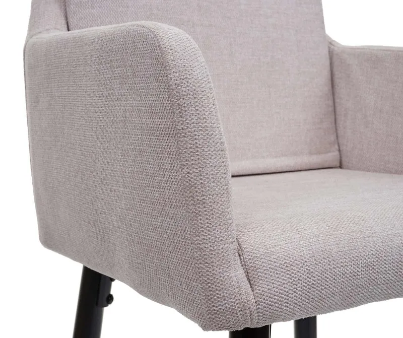 Tabouret de bar chaise haute comptoir avec repose-pieds en métal assise en tissu crème design moderne 04_0001244