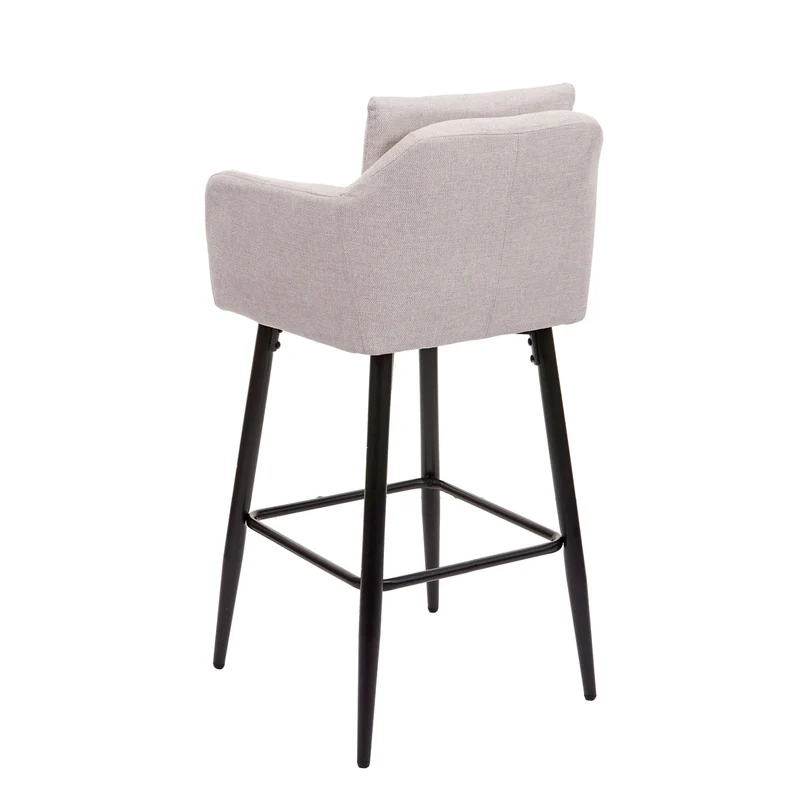 Tabouret de bar chaise haute comptoir avec repose-pieds en métal assise en tissu crème design moderne 04_0001244