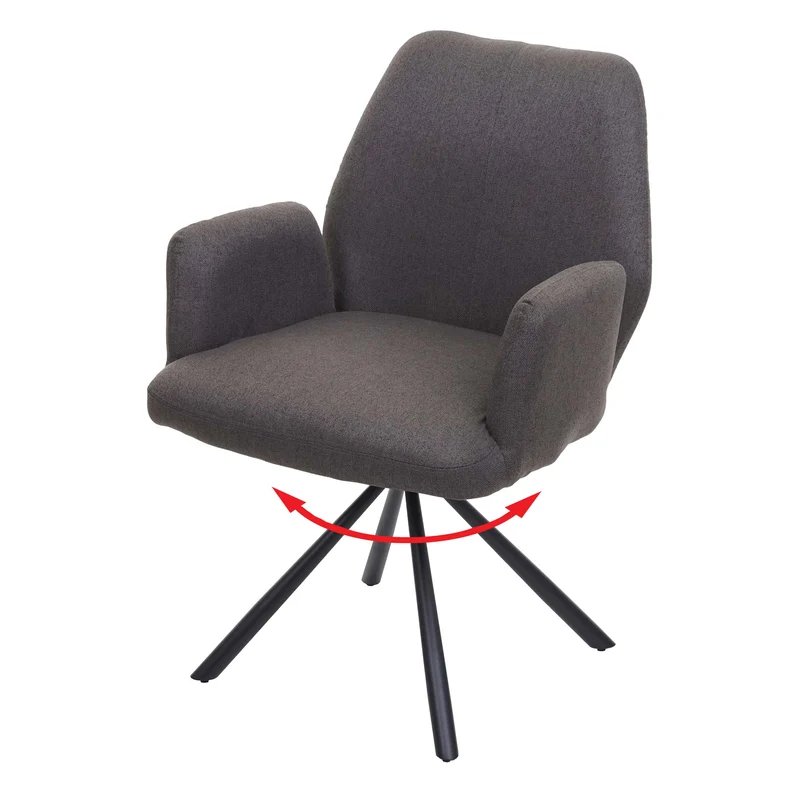 Chaise de salle à manger fauteuil de bureau en tissu gris-brun en acier design pivotant rétro et moderne 04_0002272