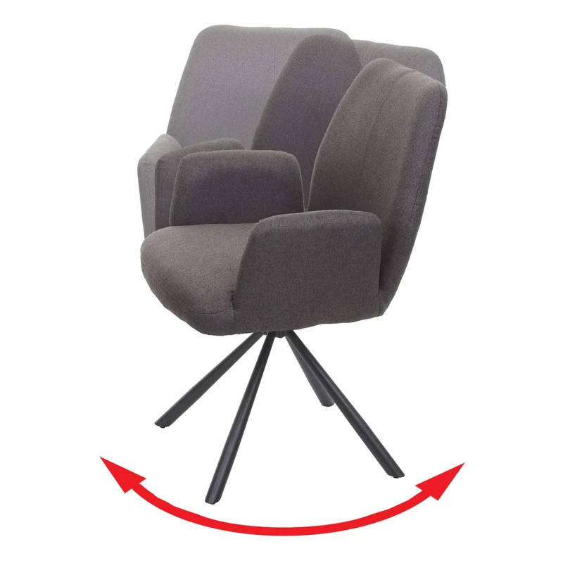 Chaise de salle à manger fauteuil de bureau en tissu gris-brun en acier design pivotant rétro et moderne 04_0002272