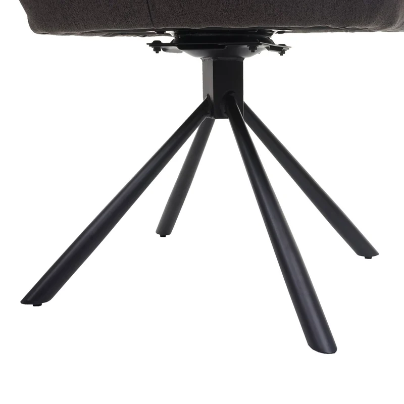 Chaise de salle à manger fauteuil de bureau en tissu gris-brun en acier design pivotant rétro et moderne 04_0002272
