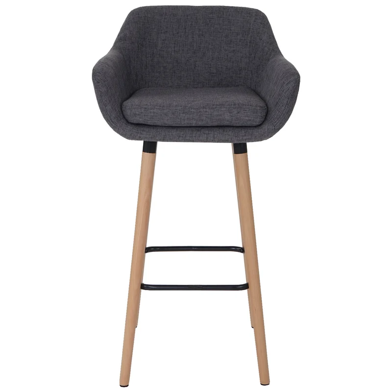 Tabouret de bar chaise de comptoir x1 avec repose-pieds en tissu gris style scandinave 04_0005300