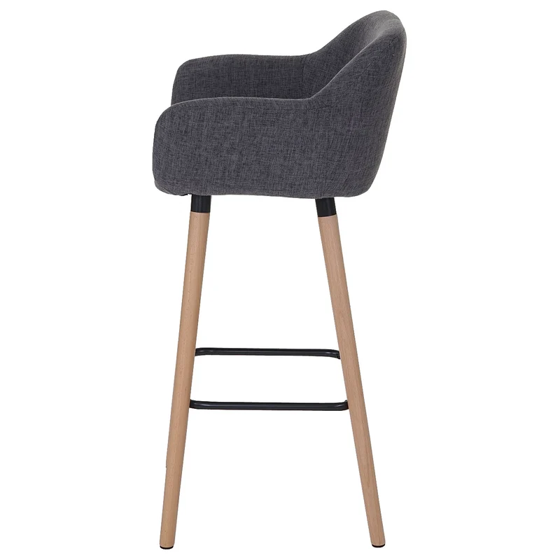 Tabouret de bar chaise de comptoir x1 avec repose-pieds en tissu gris style scandinave 04_0005300