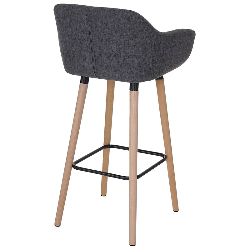 Tabouret de bar chaise de comptoir x1 avec repose-pieds en tissu gris style scandinave 04_0005300