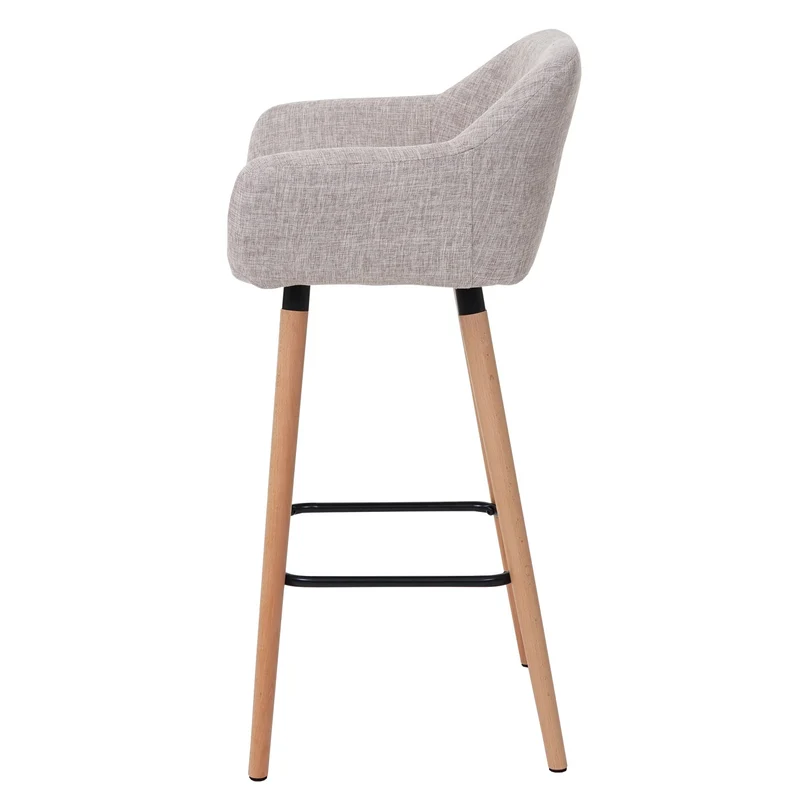 Tabouret de bar chaise de comptoir avec repose-pieds en tissu gris crème style scandinave 04_0005297