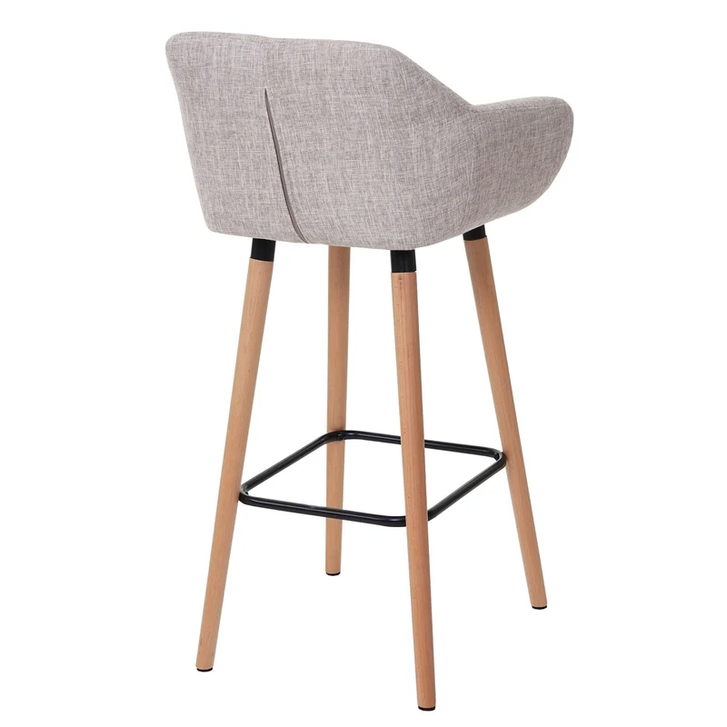 Tabouret de bar chaise de comptoir avec repose-pieds en tissu gris crème style scandinave 04_0005297
