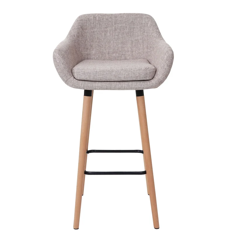 Tabouret de bar chaise de comptoir avec repose-pieds en tissu gris crème style scandinave 04_0005297