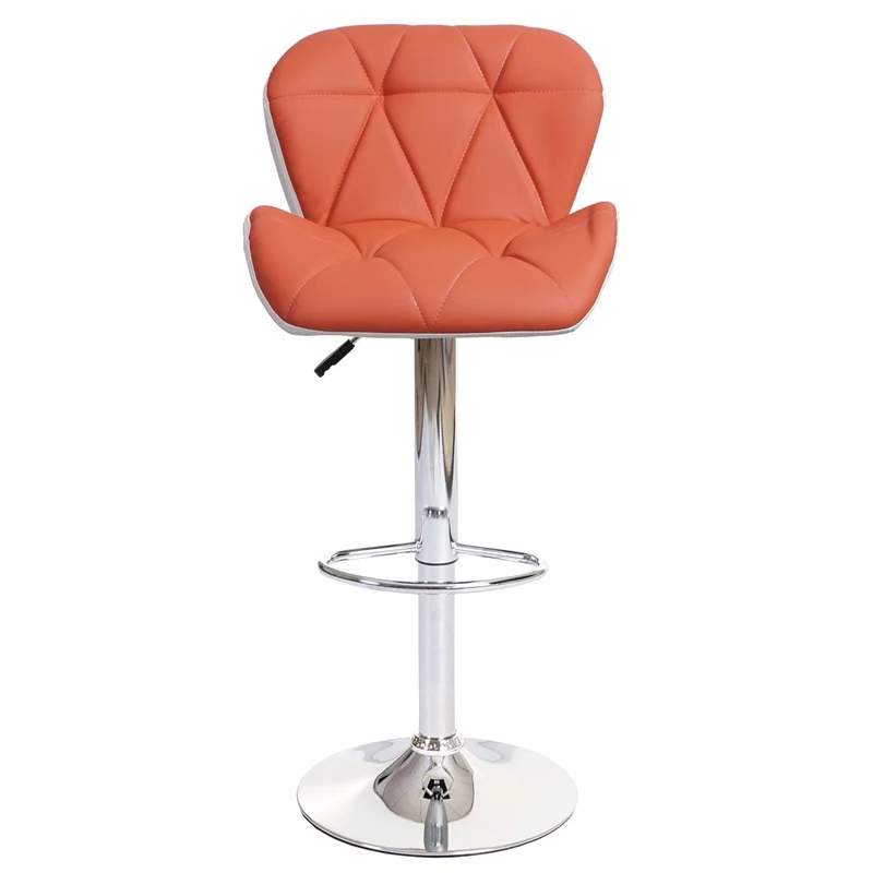 Tabouret de bar chaise de comptoir hauteur réglable en synthétique terracotta cadre en acier chromé 04_0005262