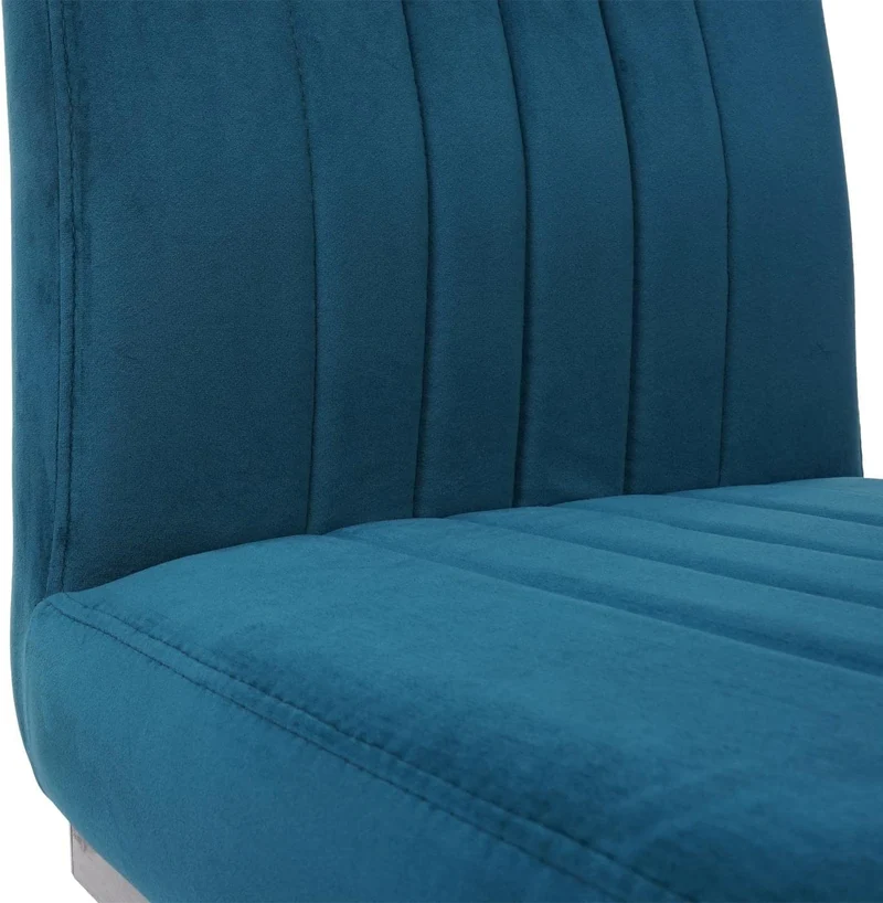 Lot de 2 chaises de salle à manger chaise de conférence en acier inoxydable brossé velours bleu turquoise CDS04485