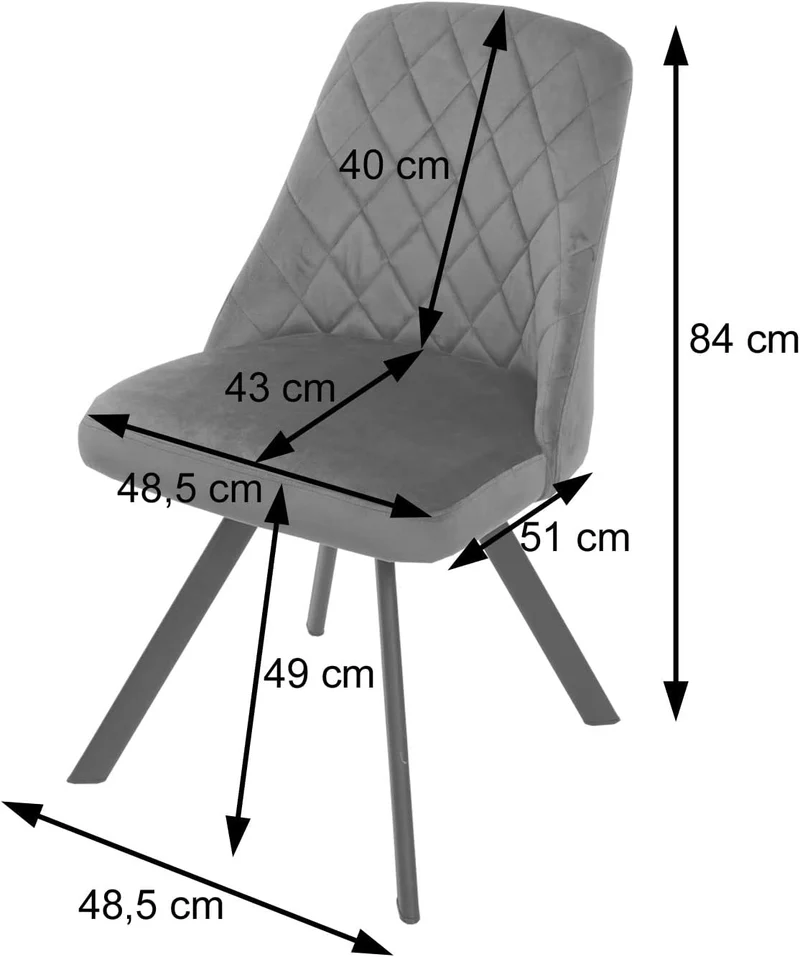 Ensemble de 6 chaises de salle à manger inclinable rembourrée en velours marron coutures décoratives pieds métallique CDS04678