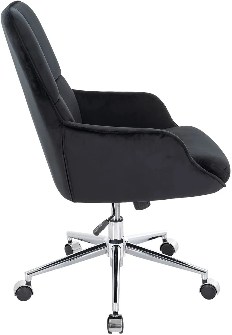 Chaise de bureau pivotante avec accoudoirs réglable en hauteur velours noir BUR04102