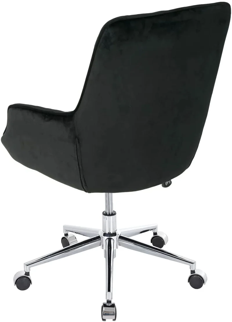 Chaise de bureau pivotante avec accoudoirs réglable en hauteur velours noir BUR04102