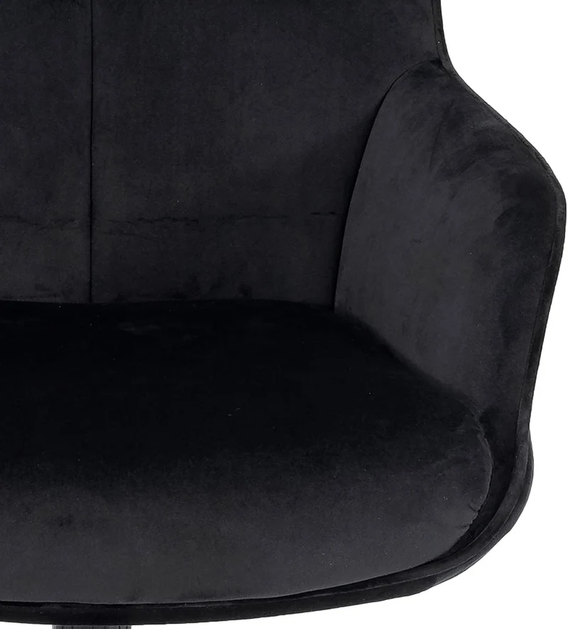 Chaise de bureau pivotante avec accoudoirs réglable en hauteur velours noir BUR04102
