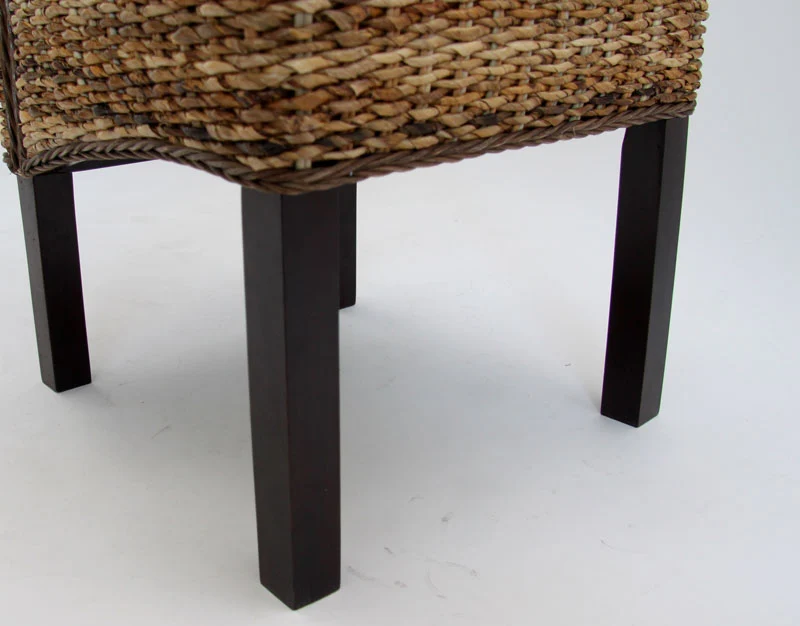 Lot de 2 chaises de salle à manger Bali en banane tresse sombre avec coussin design rustique 04_0000198
