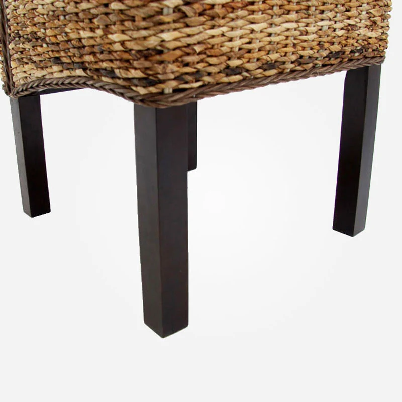 Lot de 2 chaises de salle à manger Bali en banane tresse sombre avec coussin design rustique 04_0000198