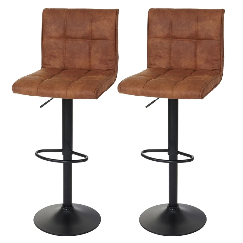 Lot de 2 tabourets de bar en tissu imitation daim marron clair TDB04031