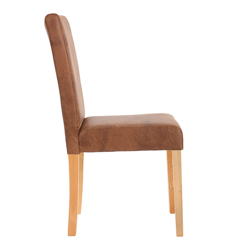 Lot de 2 chaises de salle à manger synthétique marron vieilli pieds clairs CDS04051