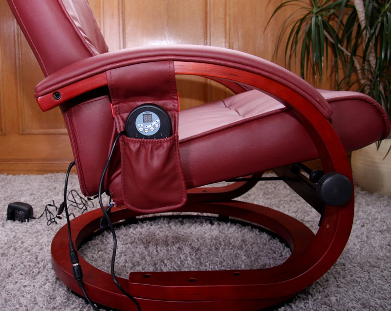 Fauteuil TV de massage relax fonction massage avec repose pieds synthétique bordeaux 04_0002014