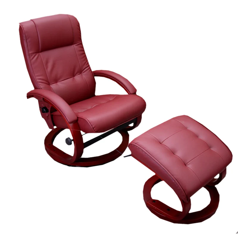 Fauteuil TV de massage relax fonction massage avec repose pieds synthétique bordeaux 04_0002014