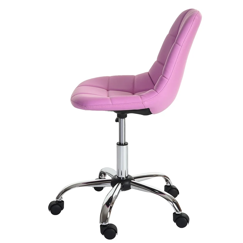 Chaise de bureau pivotante tabouret sur roulettes en synthétique rose 04_0002032