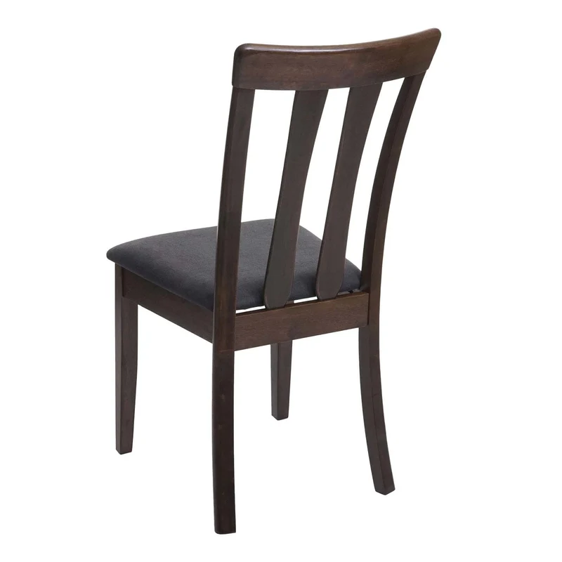 Lot de 6 chaises de salle à manger cuisine en tissu gris foncé et bois massif foncés 04_0001964