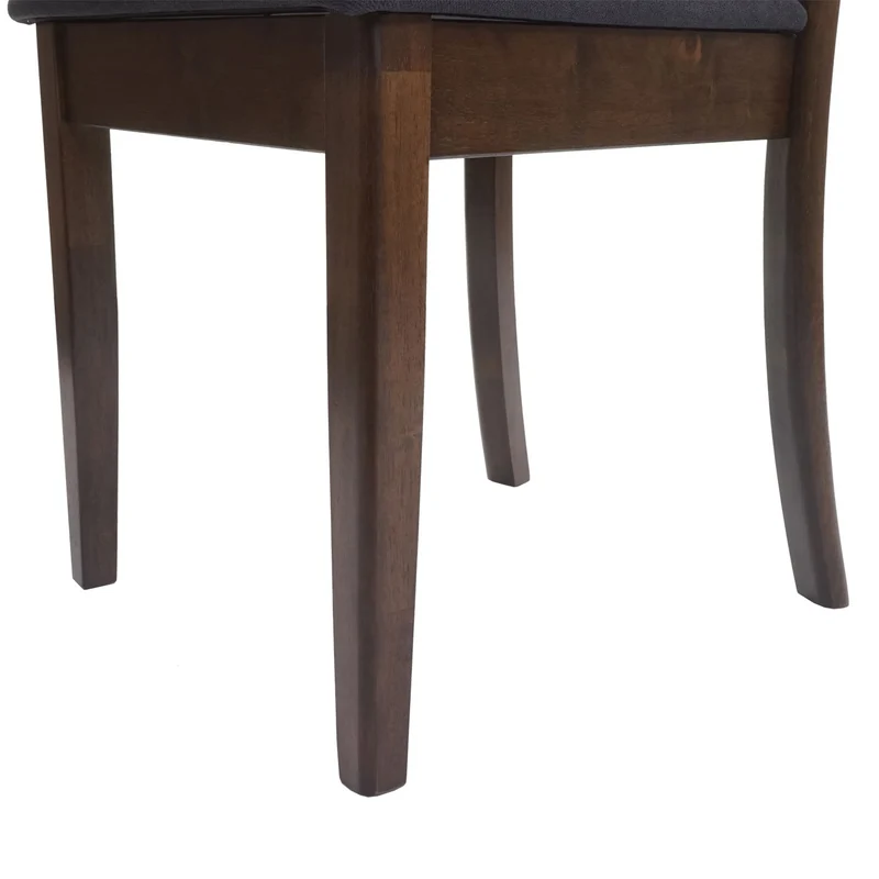 Lot de 6 chaises de salle à manger cuisine en tissu gris foncé et bois massif foncés 04_0001964