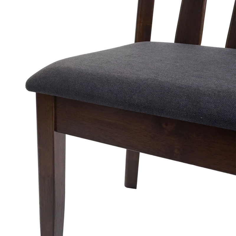 Lot de 6 chaises de salle à manger cuisine en tissu gris foncé et bois massif foncés 04_0001964