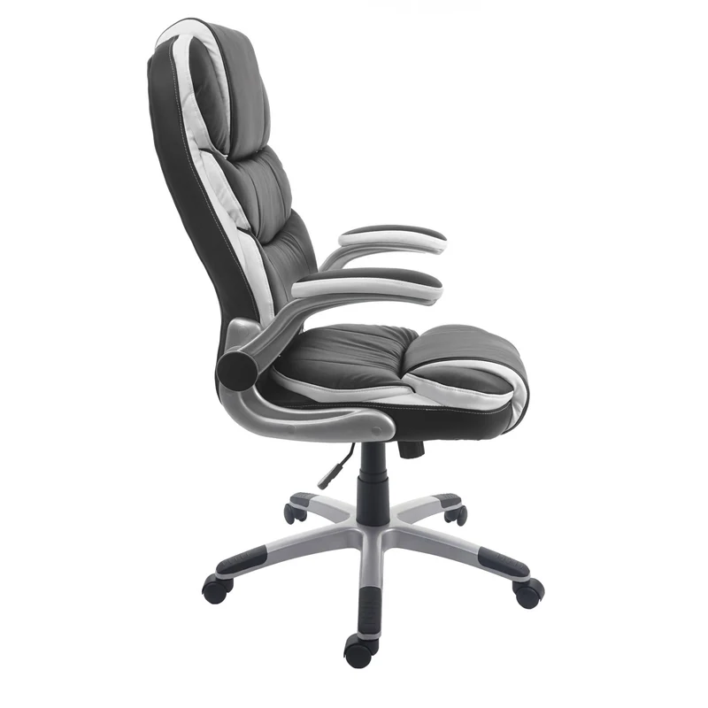 Fauteuil chaise de bureau sur roulettes hauteur réglable pivotant en synthétique noir 04_0001843