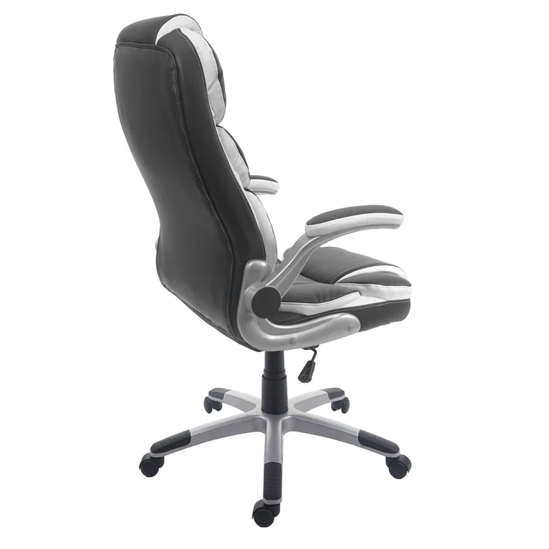 Fauteuil chaise de bureau sur roulettes hauteur réglable pivotant en synthétique noir 04_0001843