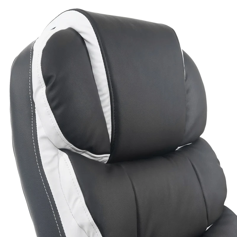 Fauteuil chaise de bureau sur roulettes hauteur réglable pivotant en synthétique noir 04_0001843