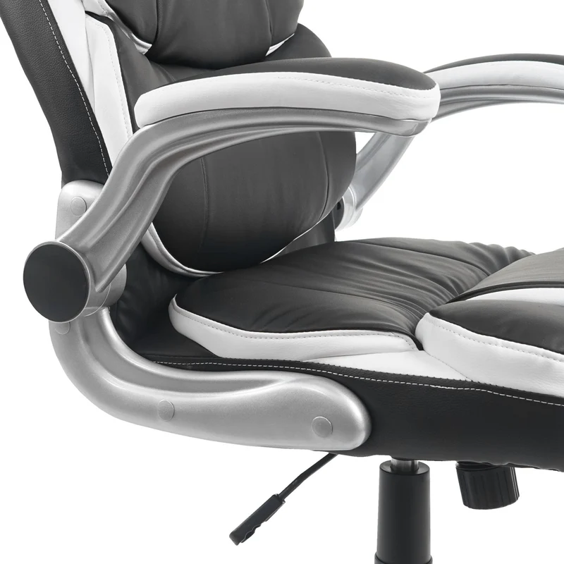 Fauteuil chaise de bureau sur roulettes hauteur réglable pivotant en synthétique noir 04_0001843